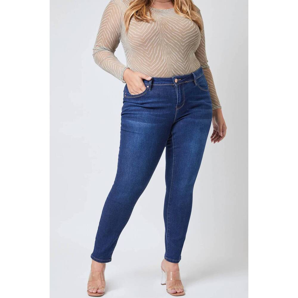 NEW YMI wannabettabutt 2 button roll cuff ankle jeans - plus in dark denim